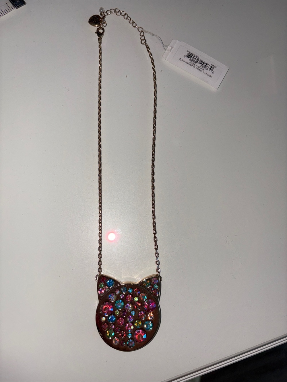 Betsey Johnson Gold-Tone Cat Pendant Necklace with Multicolor Crystals